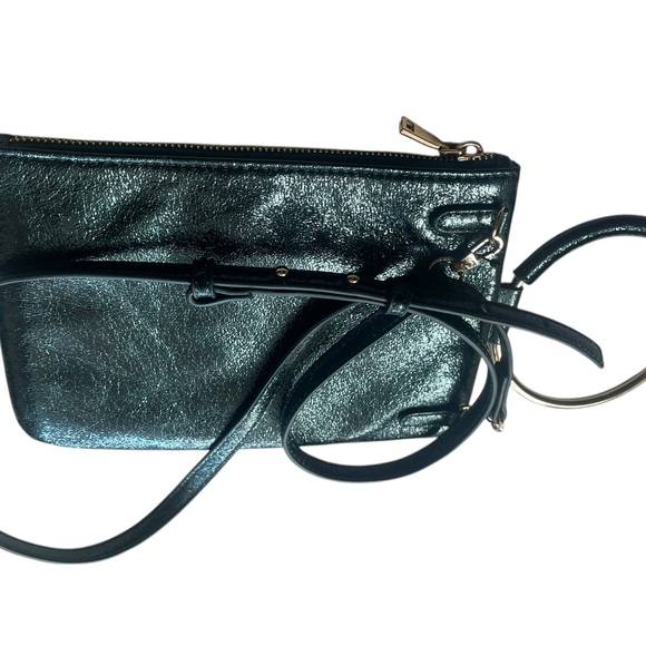 INC Charlii Bangle Handle Solid Faux-Leather Crossbody Bag Clutch Metallic Green - Picture 5 of 8